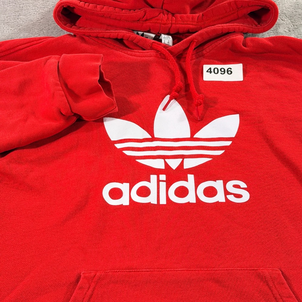 Adidas Hoodie Men XL Red Trefoil Logo Pullover Sweatshirt GD9924